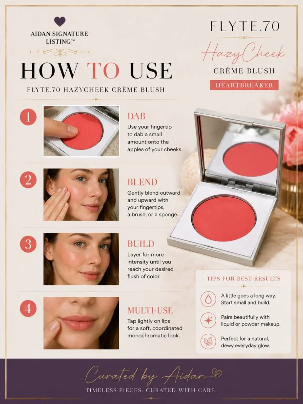 FLYTE.70 HazyCheek Crème Blush Heartbreaker Coral Cream Blush